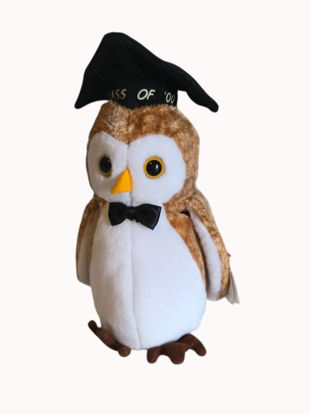 Ty Beanie Baby "Wisest" the Owl -Class of 2000 Graduation Plush With Tags & Case